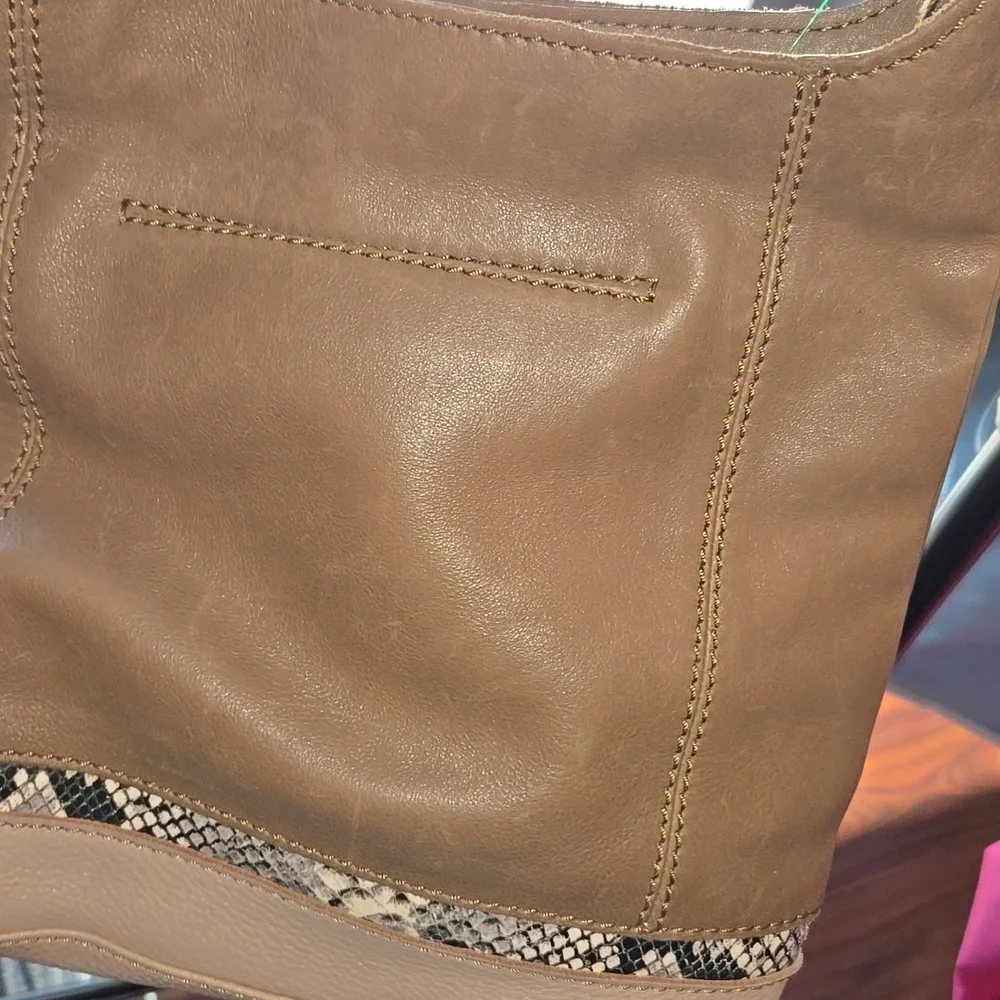 The Sack Shoulder Bag with snake skin print, EUC